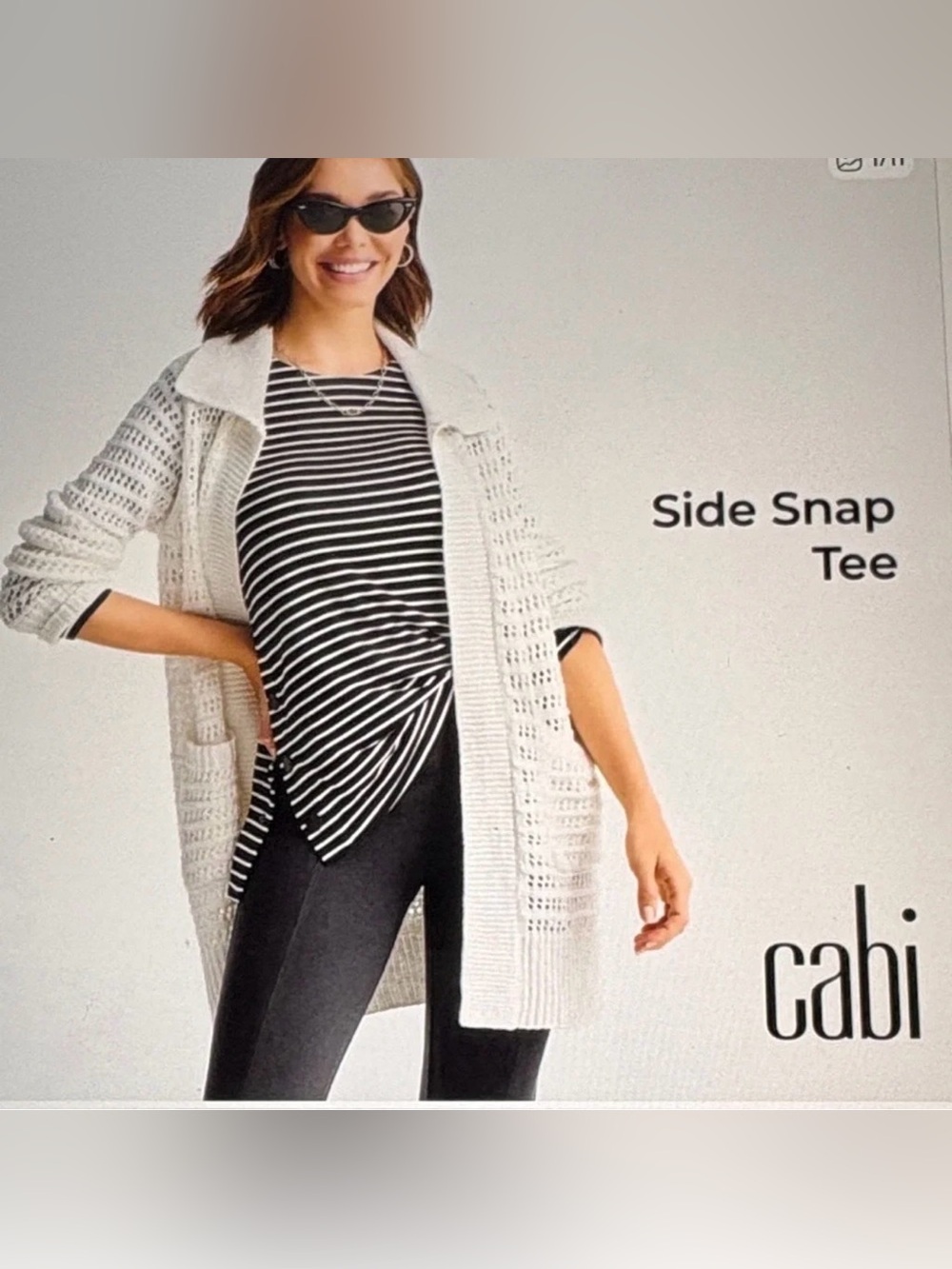 NWOT CAbi Side Snap Tee
